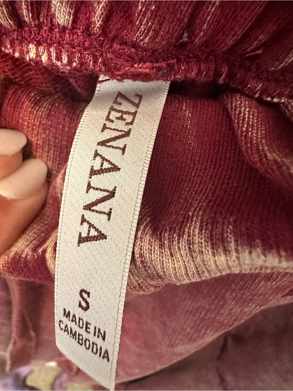 EUC🤎Zenana French Terry Wide Leg Flare Pant Small Cabernet - Picture 3 of 8